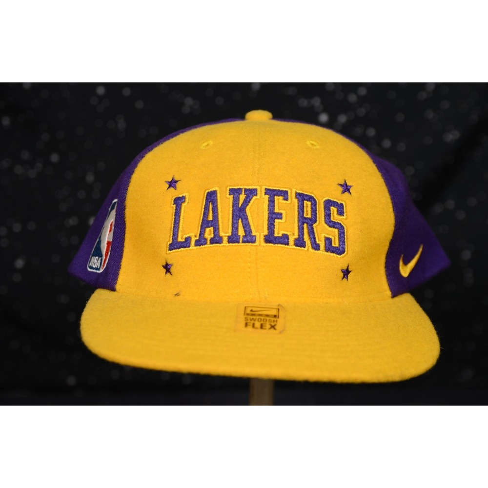 Vintage Nike Los Angeles Lakers Hat Cap Mens Large Purple Yellow NBA Basketball